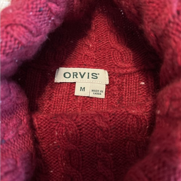Orvis Sweater Wool Cashmere Burgundy Fishermans Cable Knit Turtleneck Sz Medium. - Picture 5 of 9